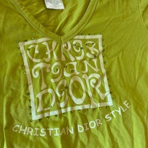 Vintage Christian Dior t shirt in pretty green color fits size medium well